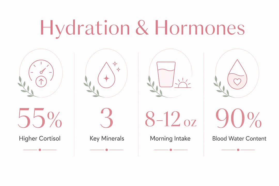 Infographic showing hydration impact on hormone statistics
