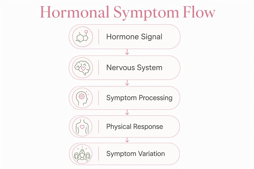 Infographic illustrating hormonal symptom process