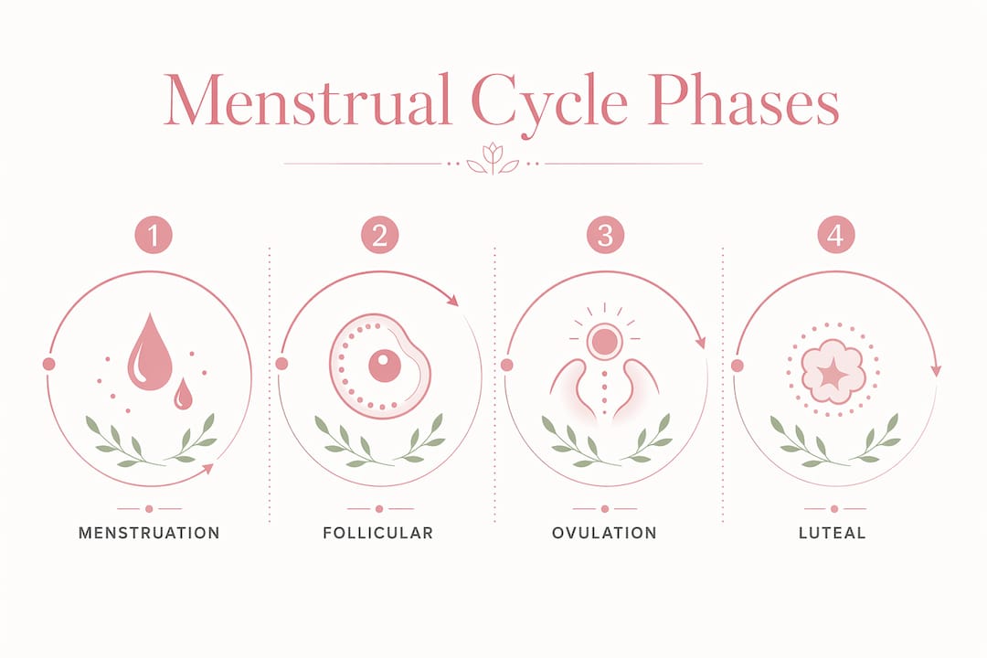 Infographic showing four menstrual cycle phases