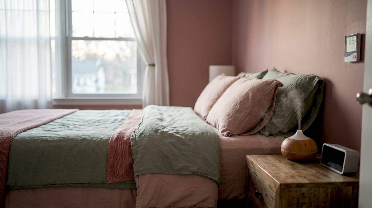 Bedroom optimized for hormonal restorative sleep