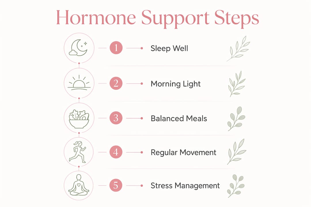 Infographic listing key hormone support steps
