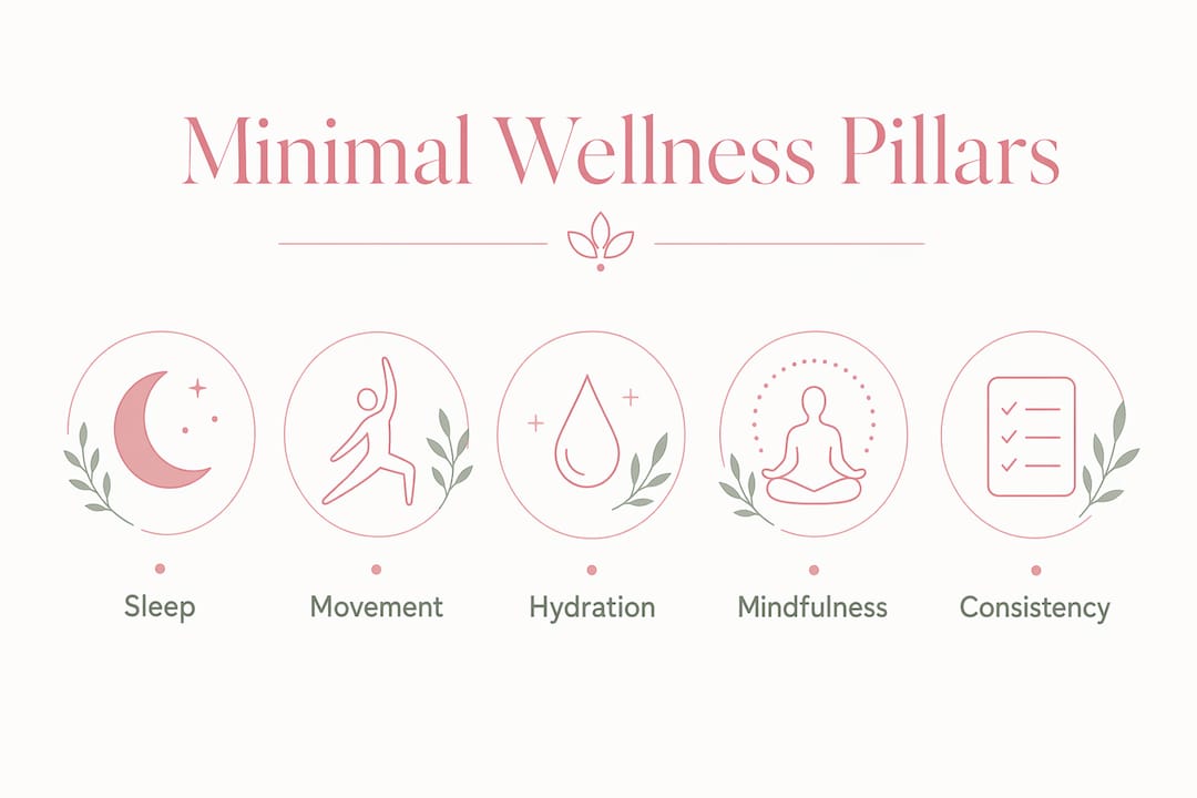 Infographic showing key minimal wellness pillars