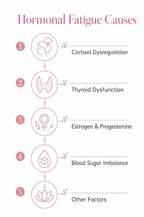 Infographic outlining hormonal fatigue causes