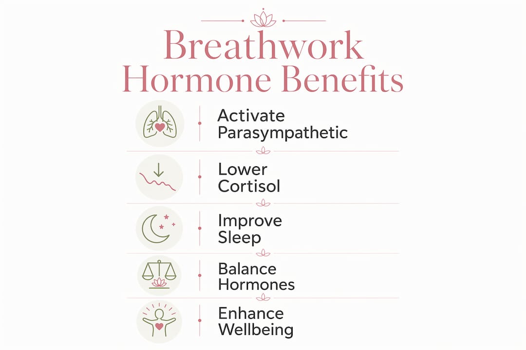 Infographic showing breathwork benefits for hormone health