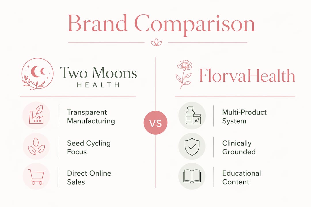 Infographic comparing two natural hormonal health brands