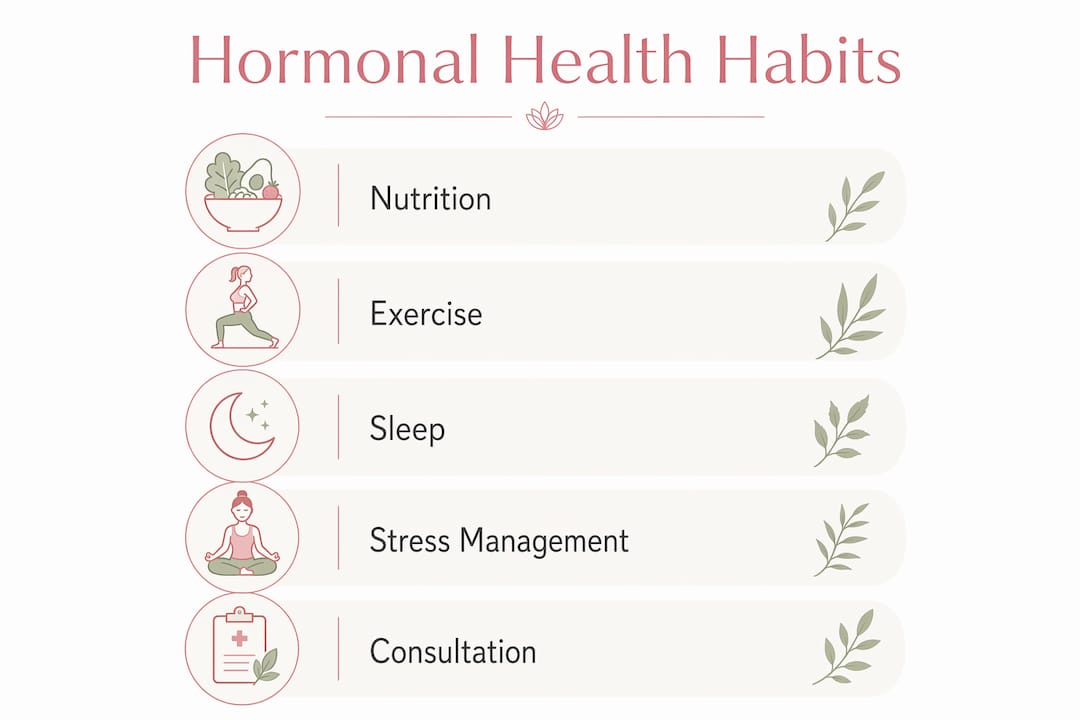 Infographic summarizing key hormonal health habits