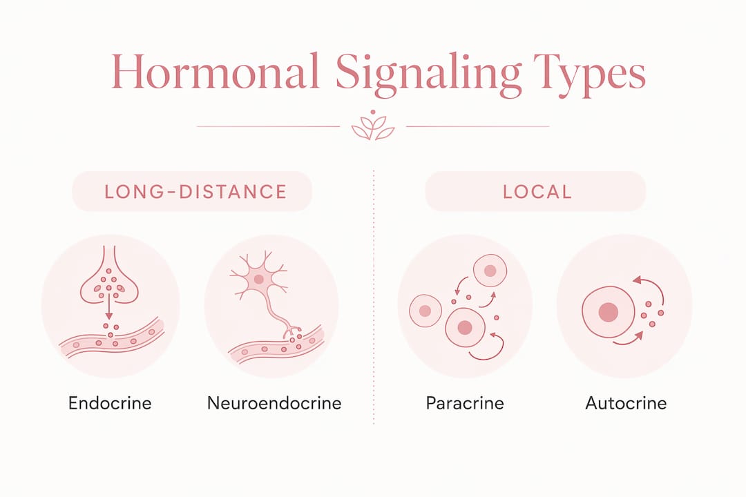 Infographic showing types of hormonal signaling