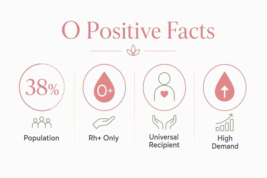 Infographic showing O positive blood type key statistics