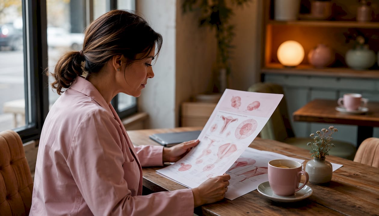 Female doctor reviewing hormonal menstrual fatigue data