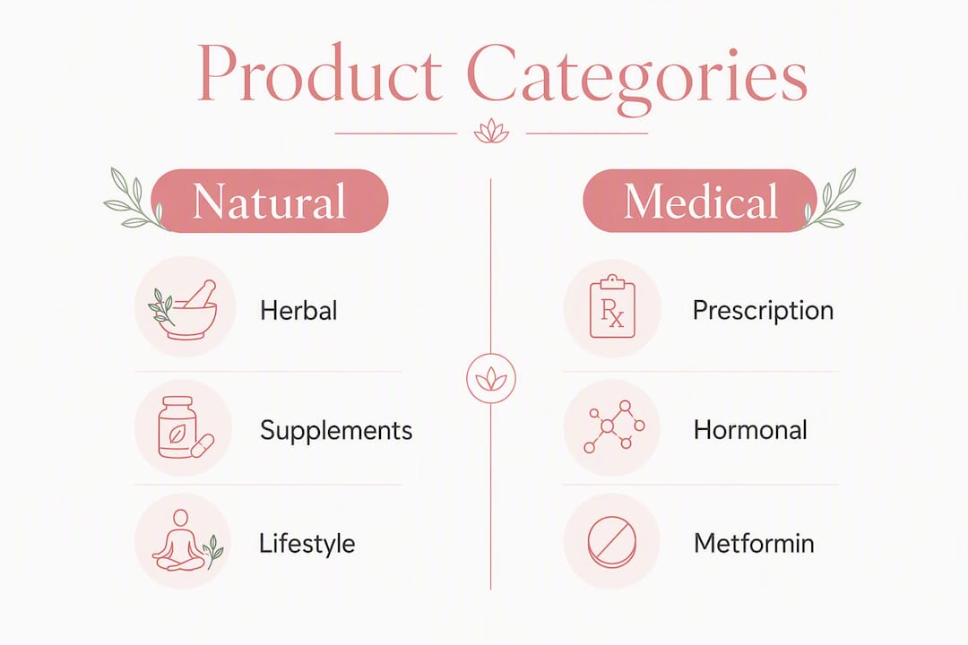 Infographic comparing natural and medical product categories