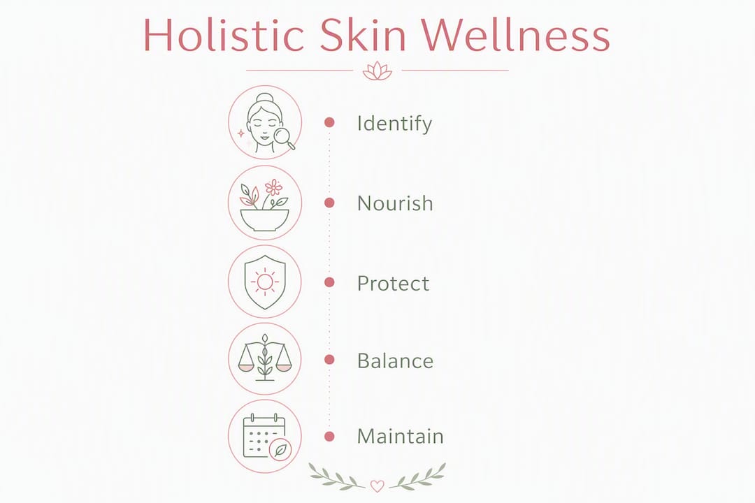 Infographic showing holistic skin wellness steps
