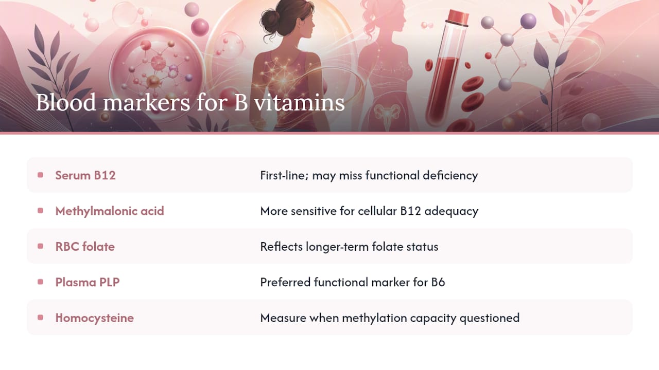 Diagram of B vitamin testing markers