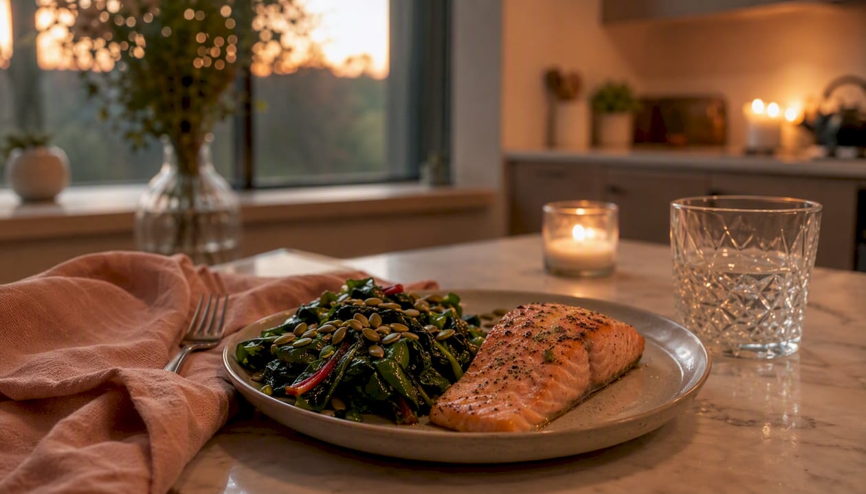 Evening meal with magnesium rich foods