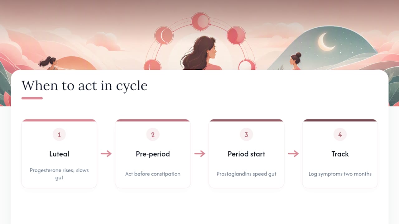 Why the standard advice on period constipation misses the point — overview diagram