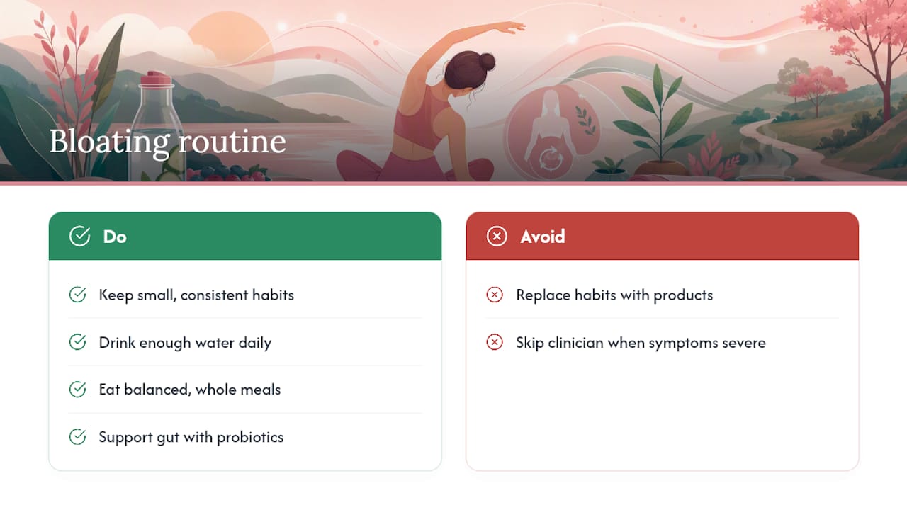 How Florvahealth Fits Into a Bloating Routine — overview diagram
