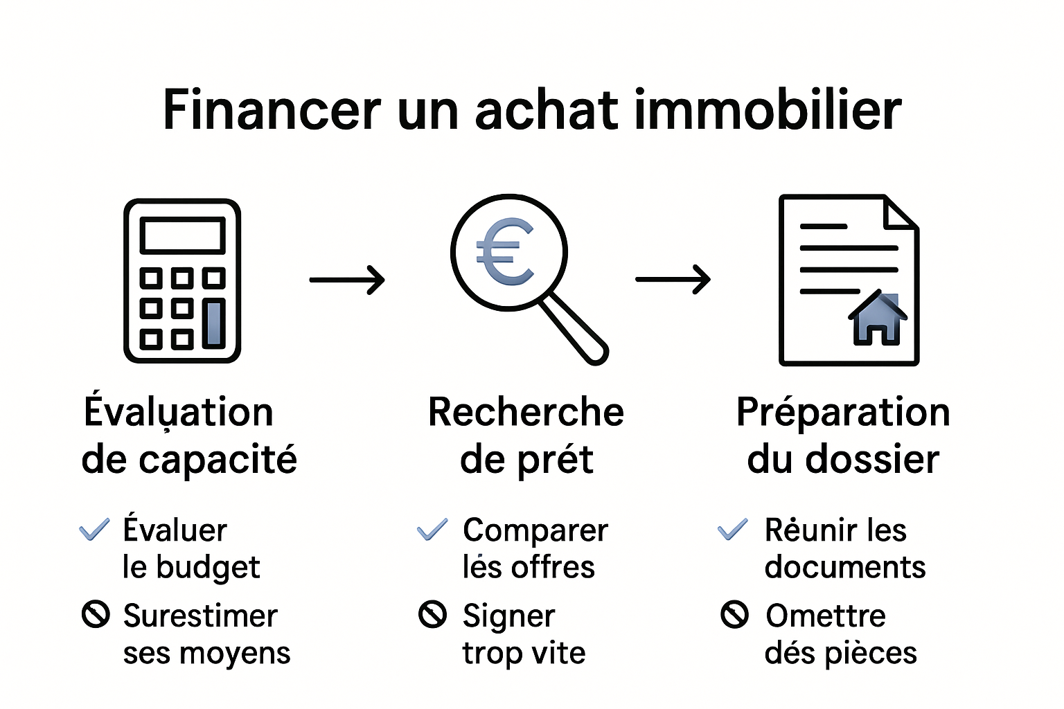 Infographic showing key home loan steps in France