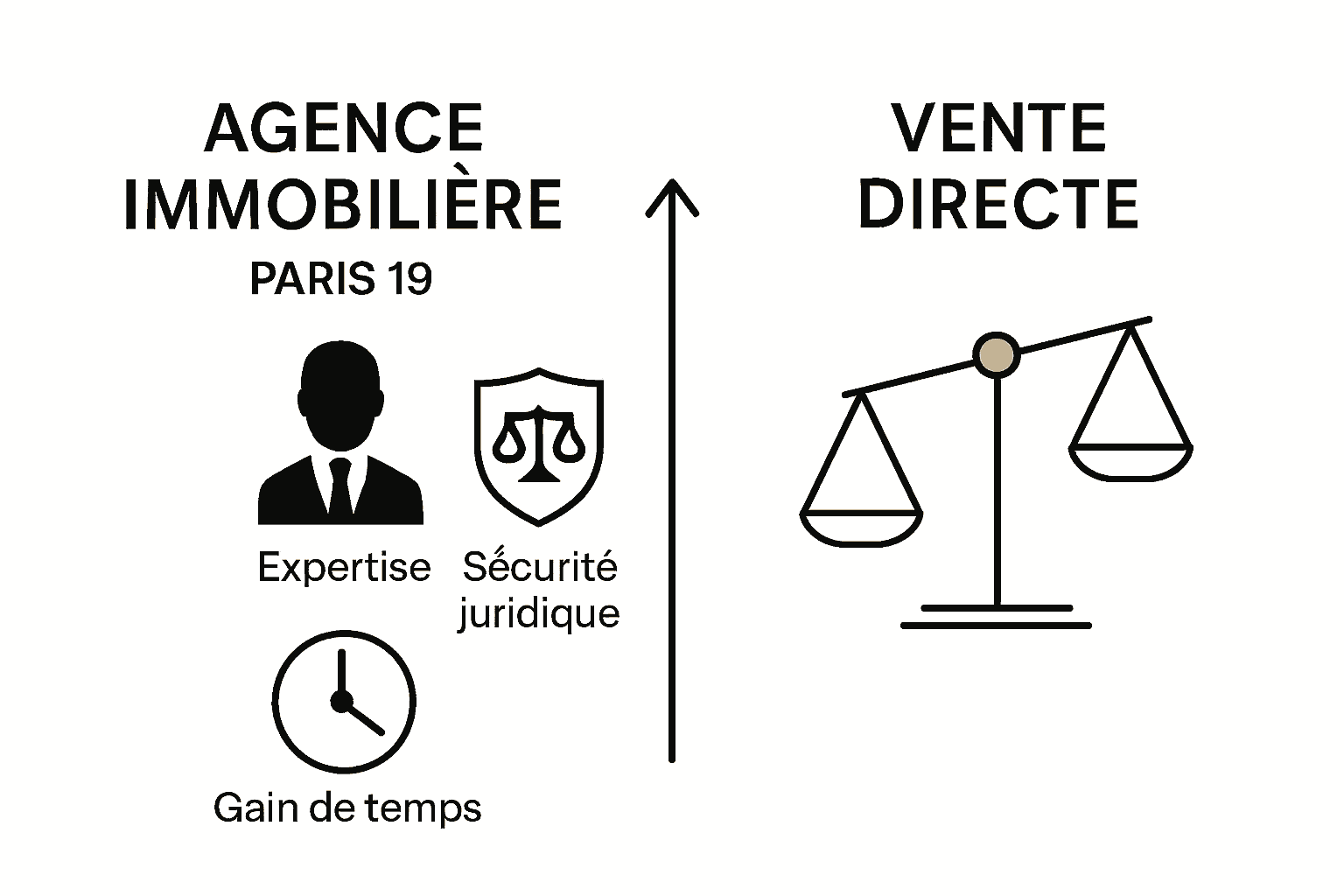 Pourquoi Choisir Une Agence Immobilière à Paris 19 2 Comparaison visuelle entre agence immobilière et vente directe à Paris 19