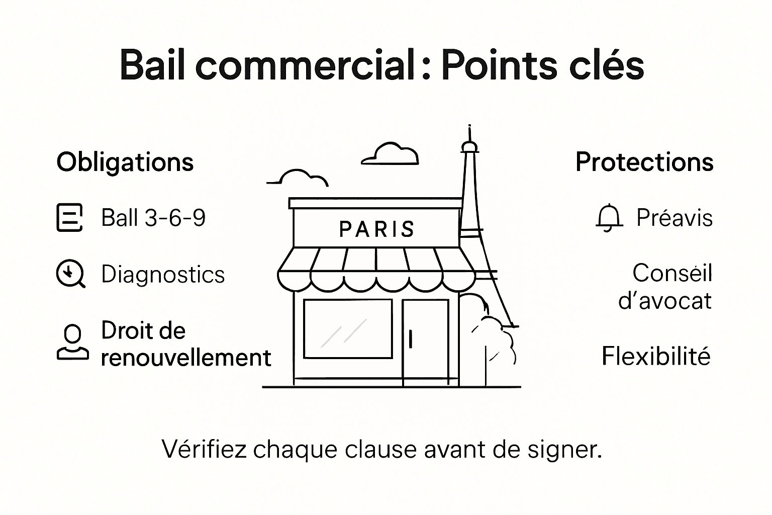 Définition du bail commercial : enjeux à Paris 19 2 Les essentiels à retenir sur le bail commercial en un coup d'œil
