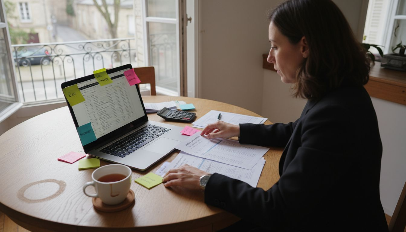 Charges locatives : Ce que chaque propriétaire doit savoir 2 Un propriétaire passe en revue les charges locatives sur son ordinateur portable.