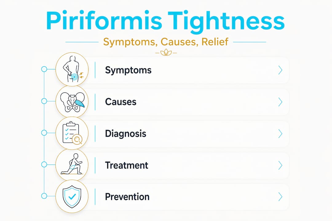 Infographic summarizing symptoms, causes, diagnosis, treatment, and prevention