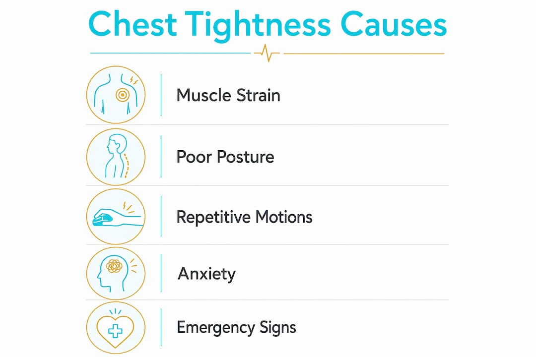 Infographic detailing causes of chest tightness