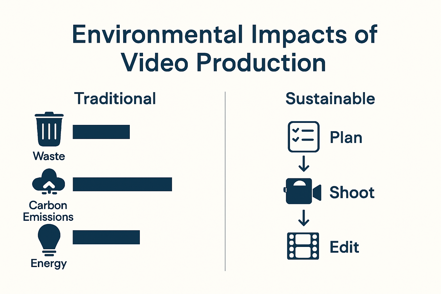 Traditional vs sustainable video production impact comparison