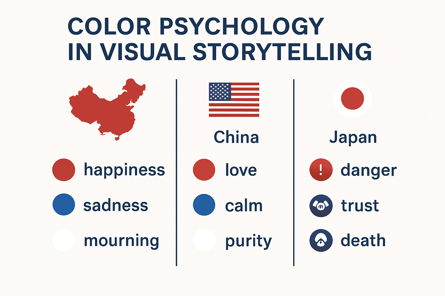 Infographic showing color psychology in storytelling across cultures