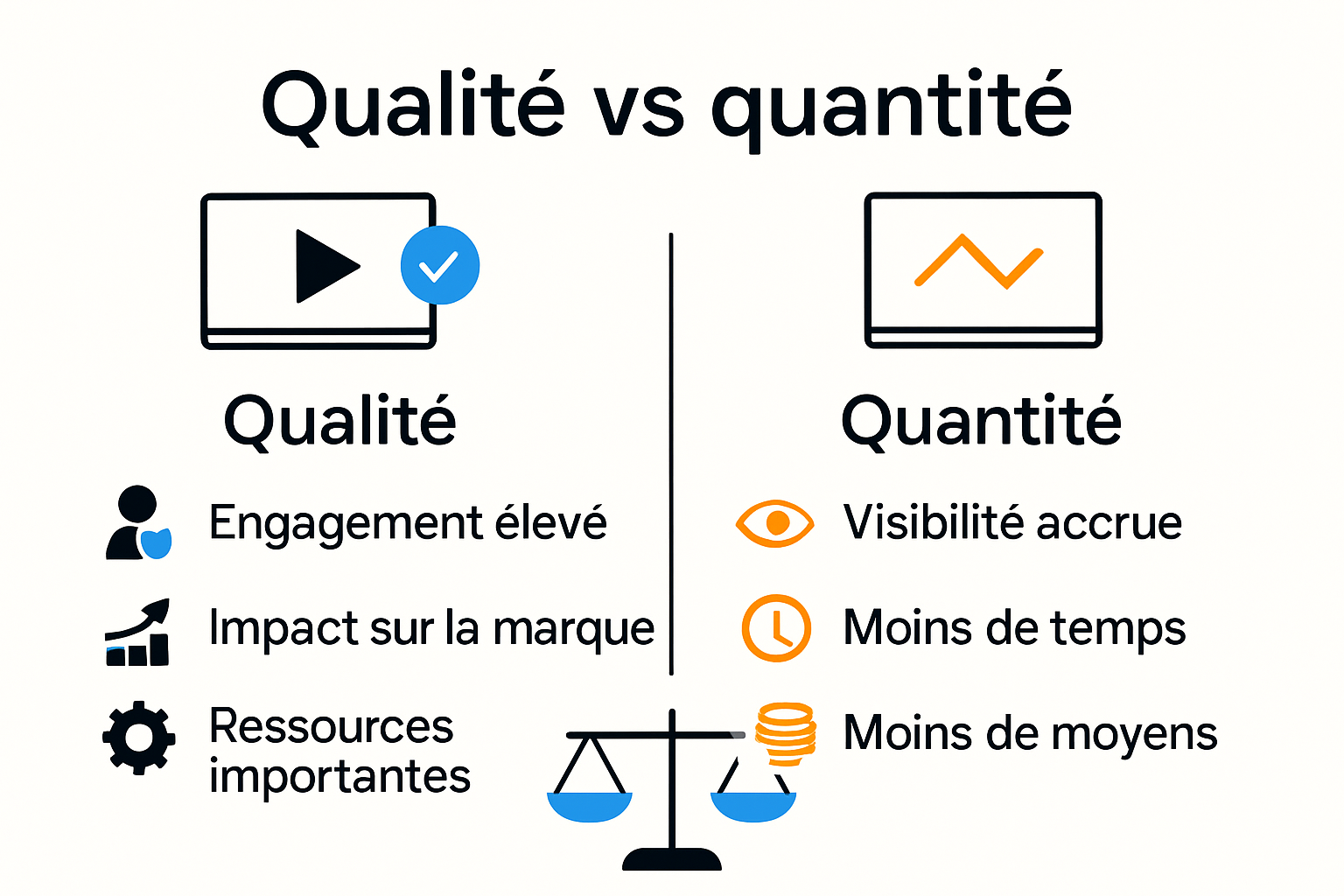 Infographic comparing video quality and quantity strategies