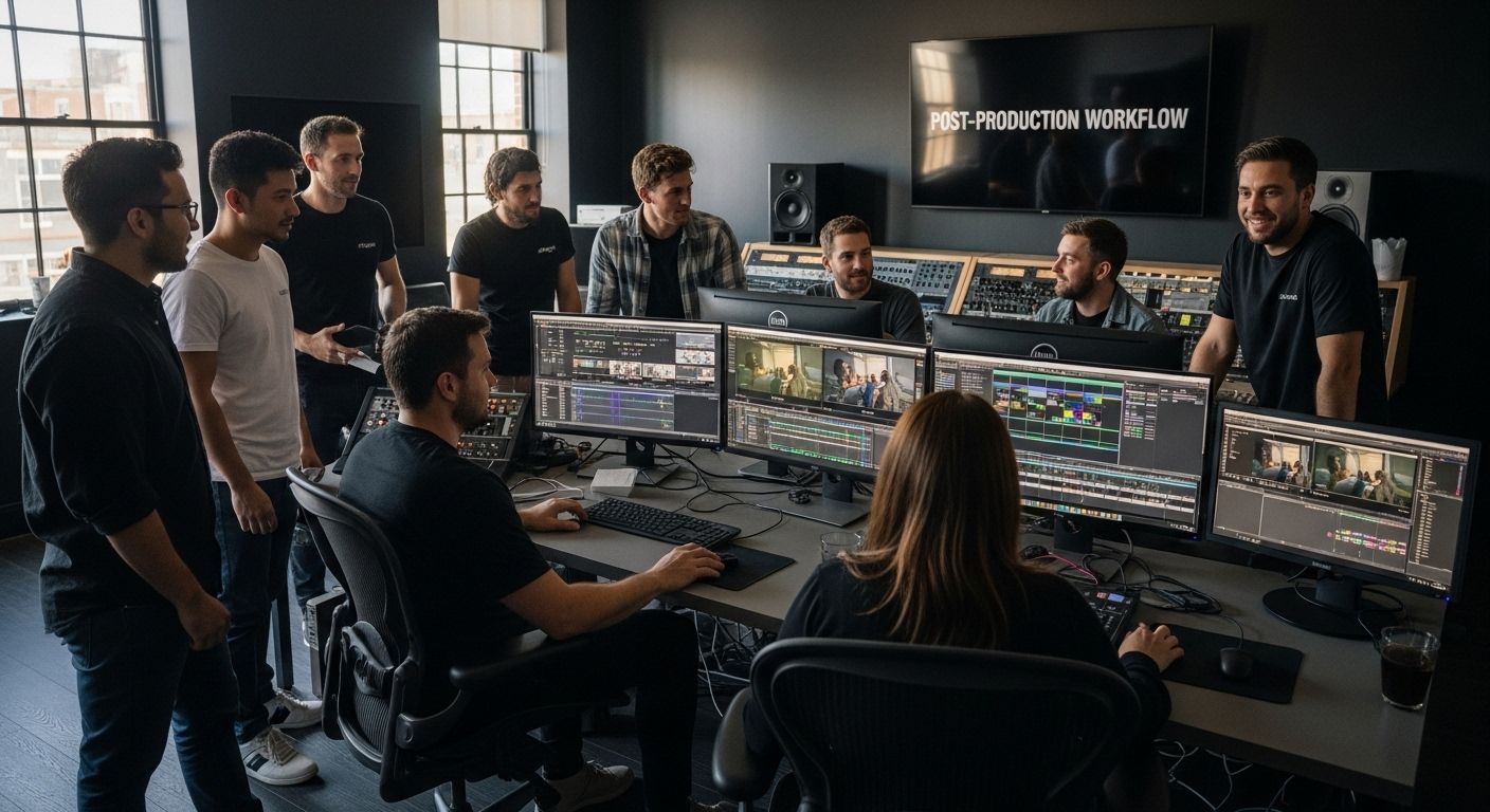 post-production workflow, video editing team