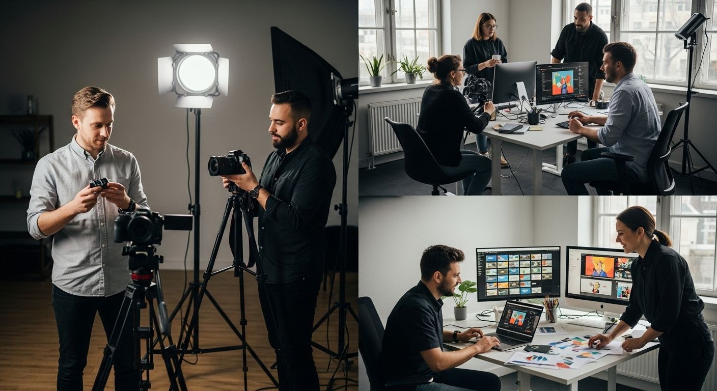 vidéos publicitaires, équipe créative, tournage