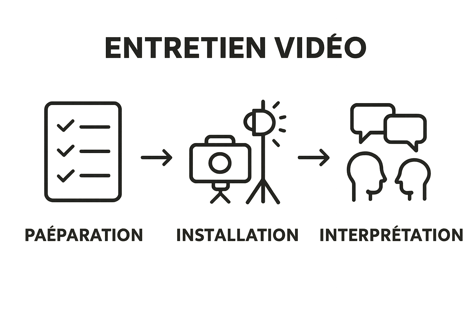 Three-step visual workflow: preparation, setup, performance