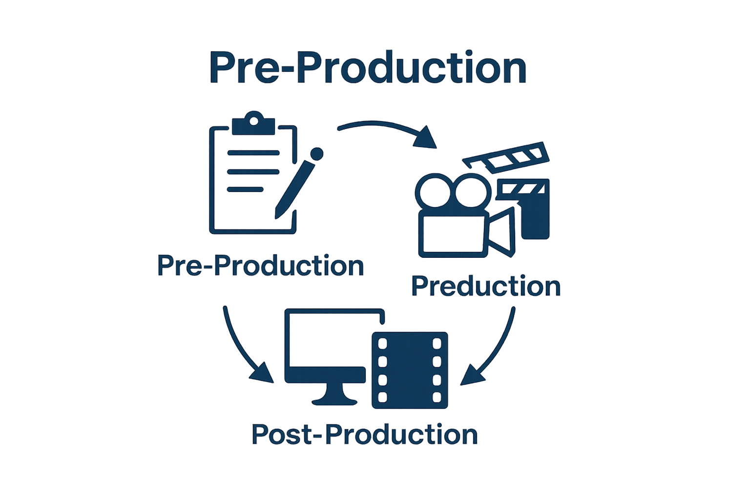 Infographic showing pre-production, production, and post-production cost segments