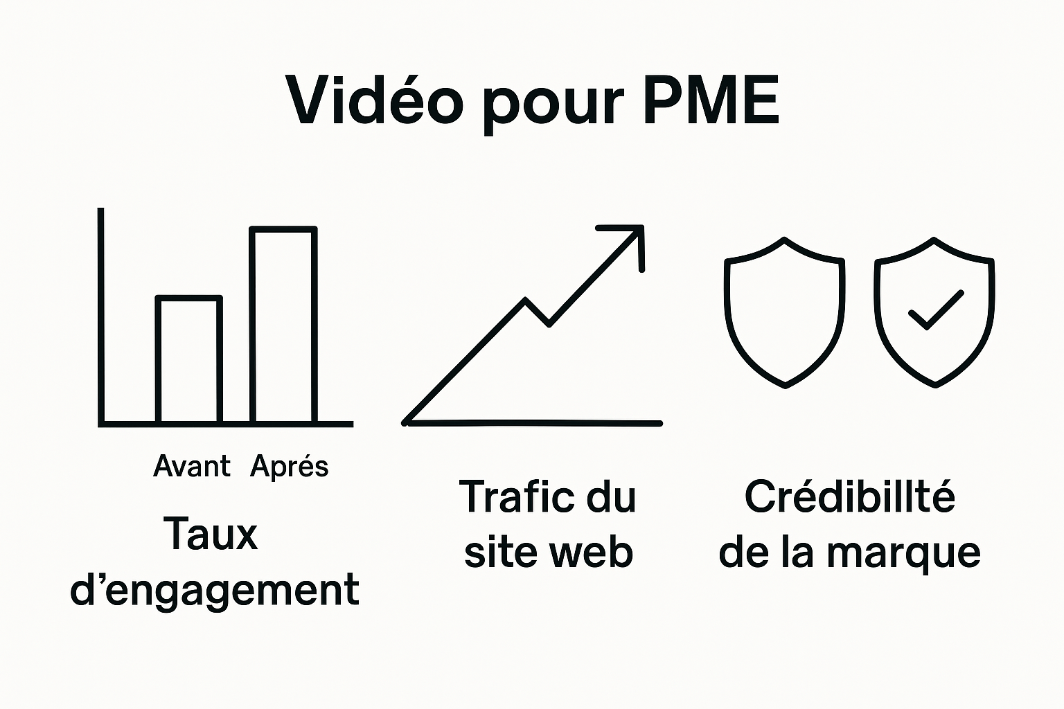 Simple infographic showing video impact on SME engagement, traffic, and credibility