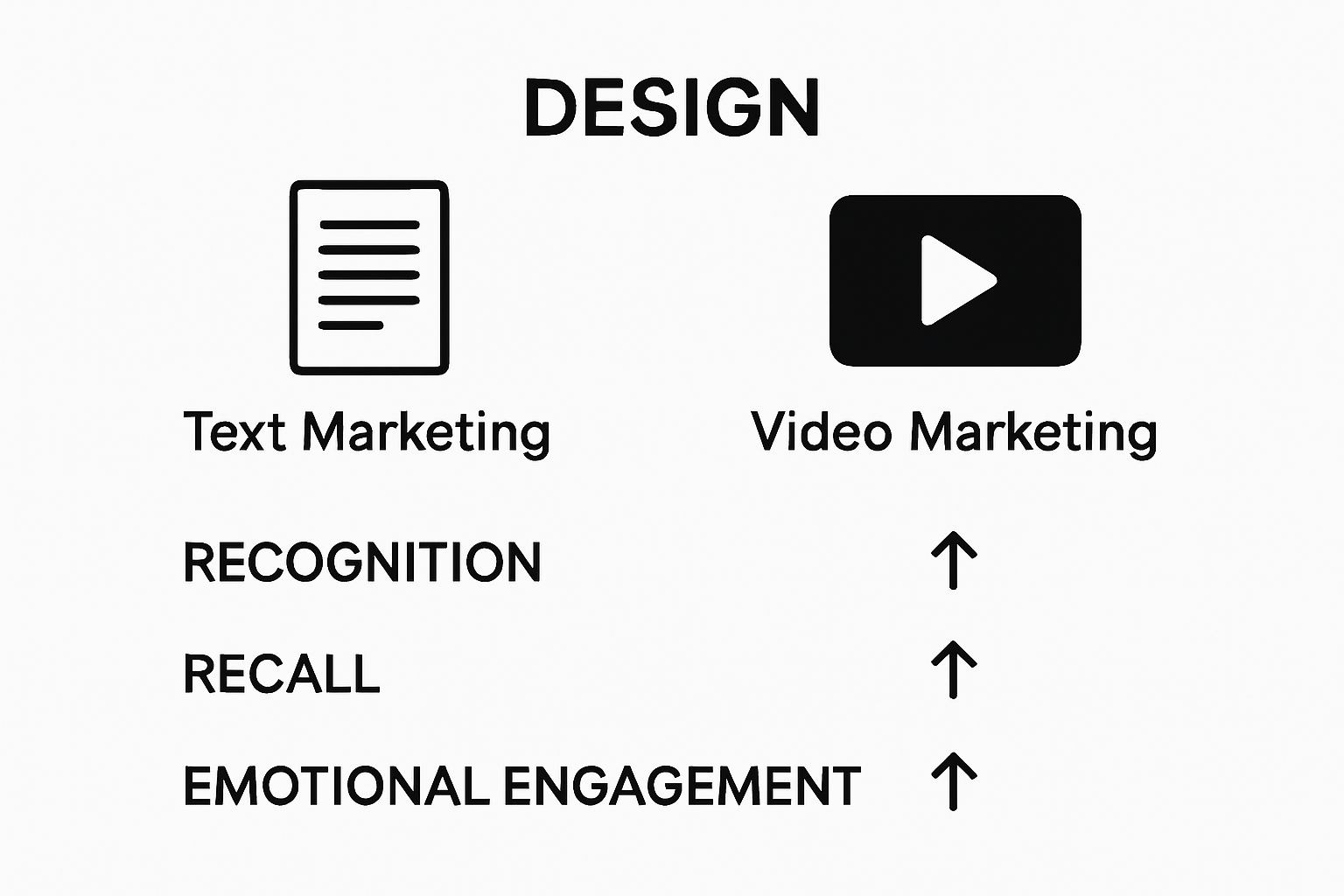 Text vs. video marketing for brand recall infographic