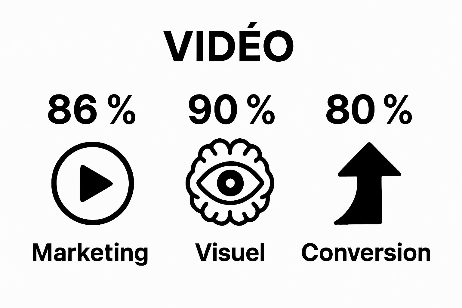Infographic with three stats: business use, visual processing, conversion increase