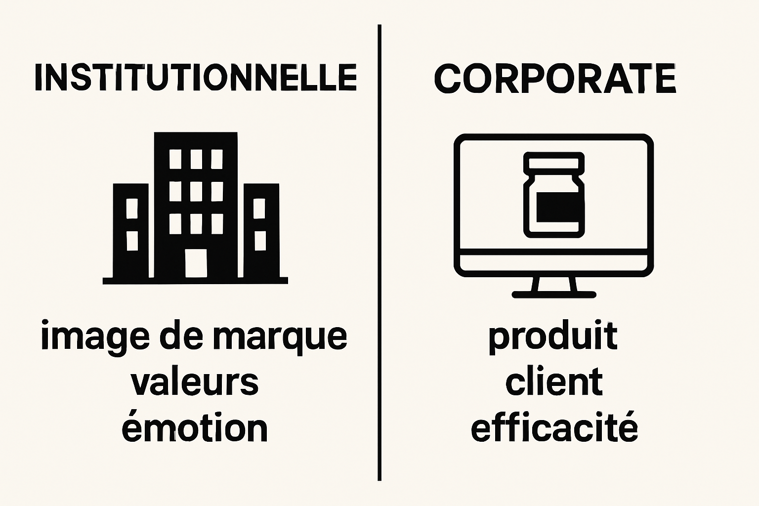 Comparaison visuelle vidéo institutionnelle et corporate