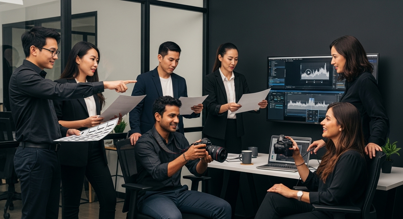 video marketing collaboration, local branding, office teamwork