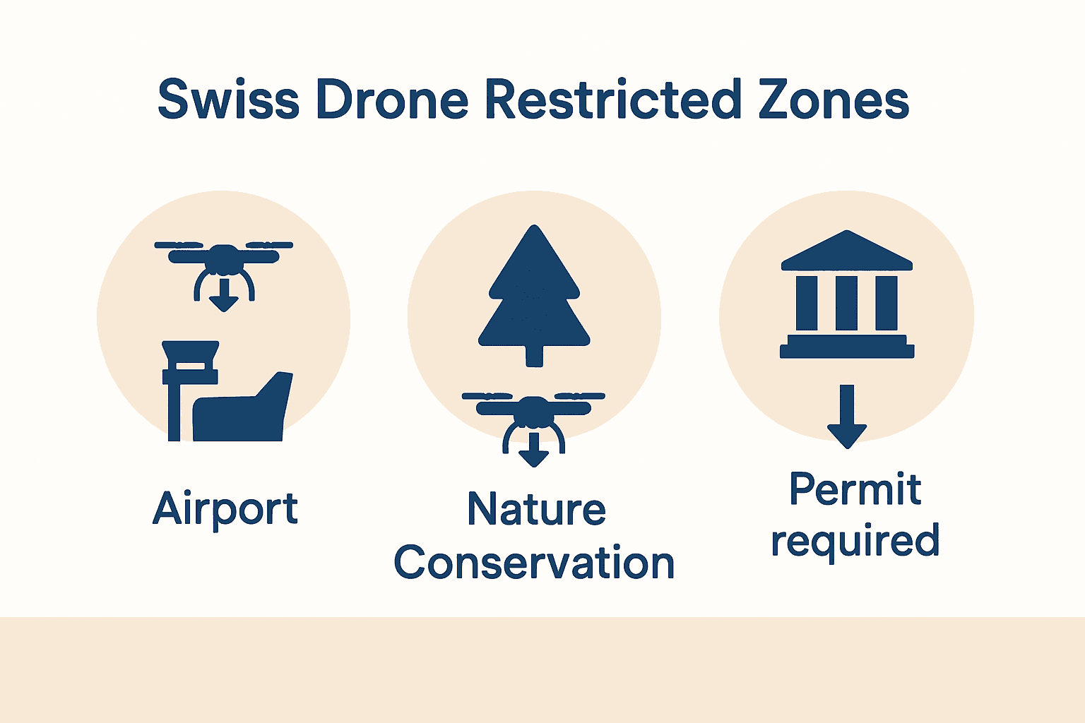 Infographic comparing Swiss drone restricted flight zones and permit requirements.