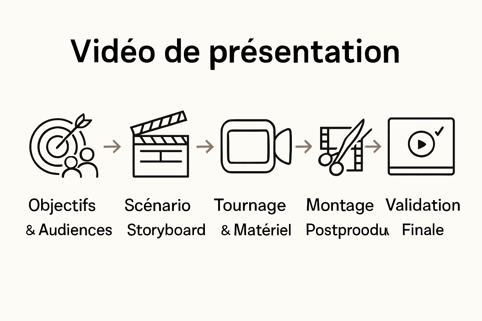 Infographic summarizing 5 key steps to create a video presentation