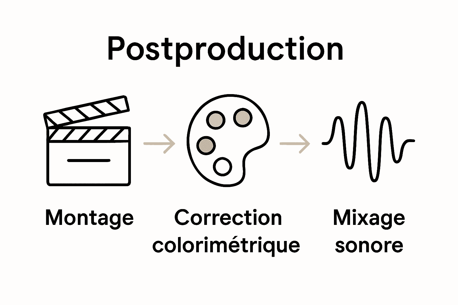 Infographie sur les étapes de la postproduction vidéo
