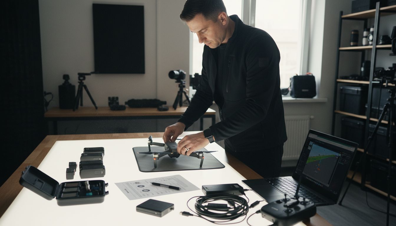 préparation tournage drone