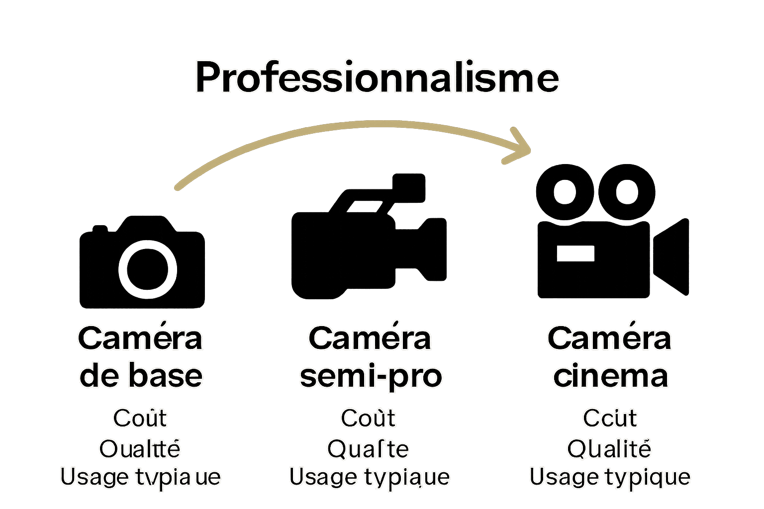 Comparaison visuelle des niveaux de qualité vidéo professionnelle