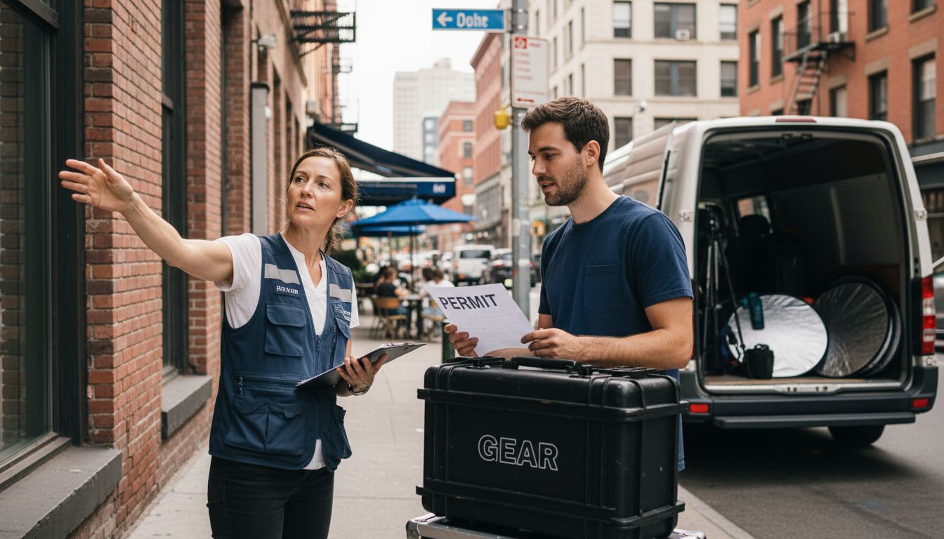 Team scouting urban photoshoot location