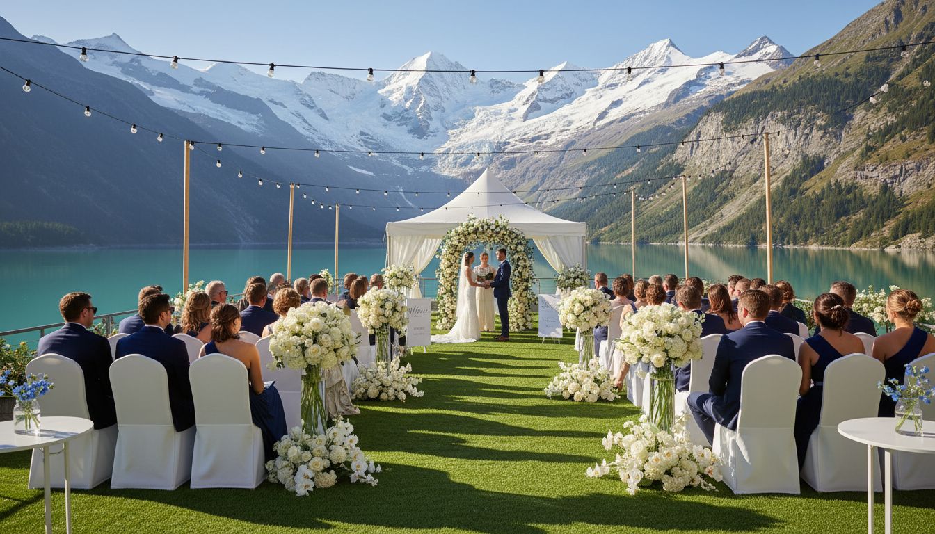 Elegant wedding celebration in Swiss Alps