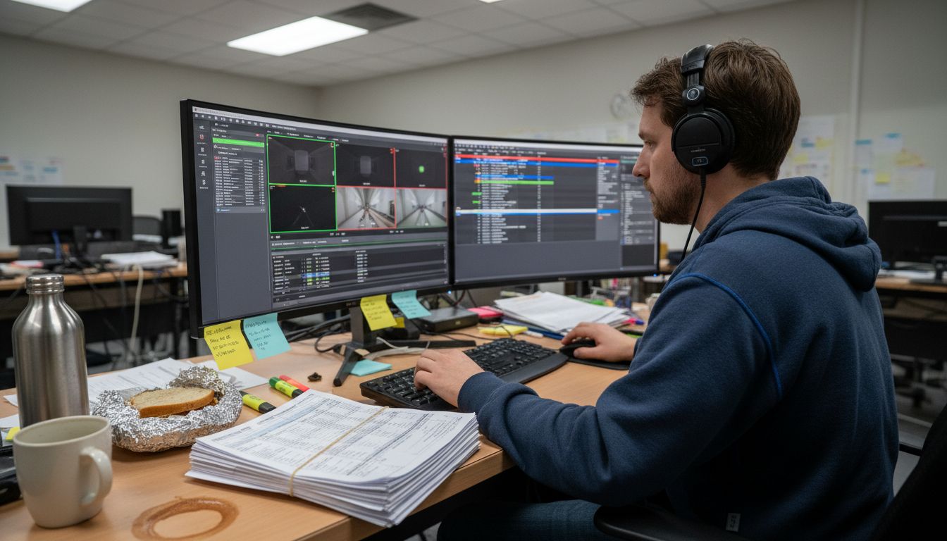 Assistant director runs film project simulation