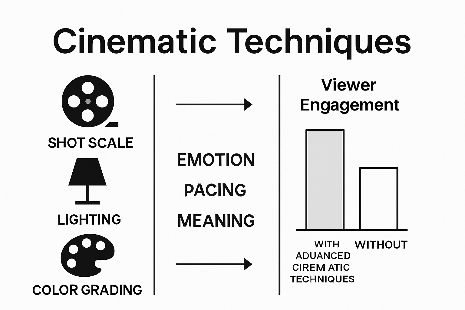 Cinematic techniques comparison infographic