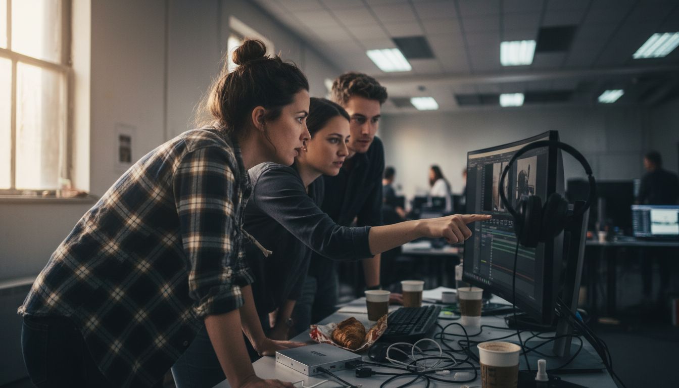 Creative team collaborates on video edits