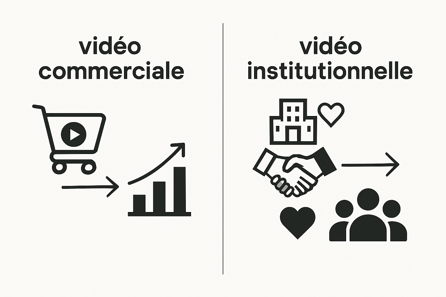 Infographic comparing commercial and institutional video
