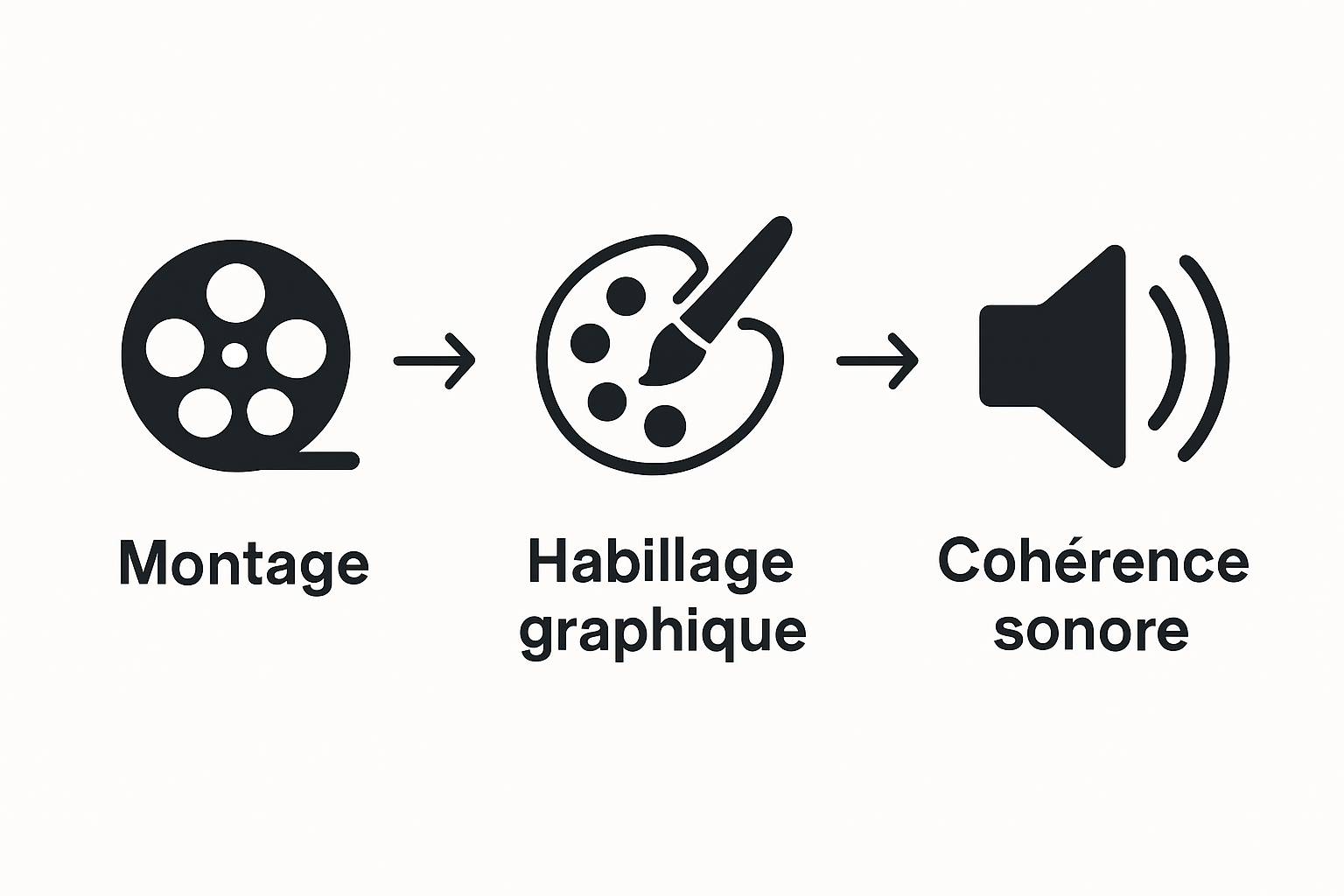 Infographie étapes du montage vidéo corporate