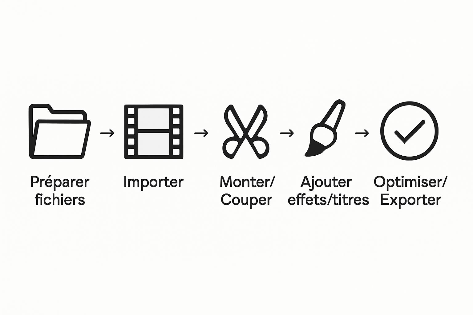 Infographie processus montage vidéo en 5 étapes
